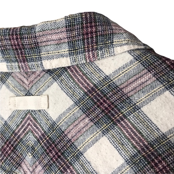 Women’s Large Roots Canada Plaid Tartan Tunic Pullover Popover Shirt Top - Picture 12 of 14